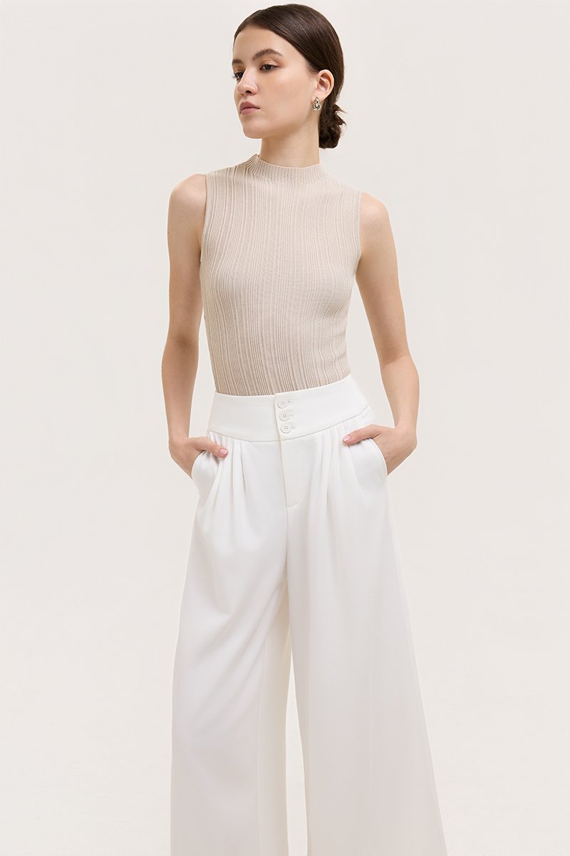 ADDIE PLEATED TAILORED TWILL PANTS