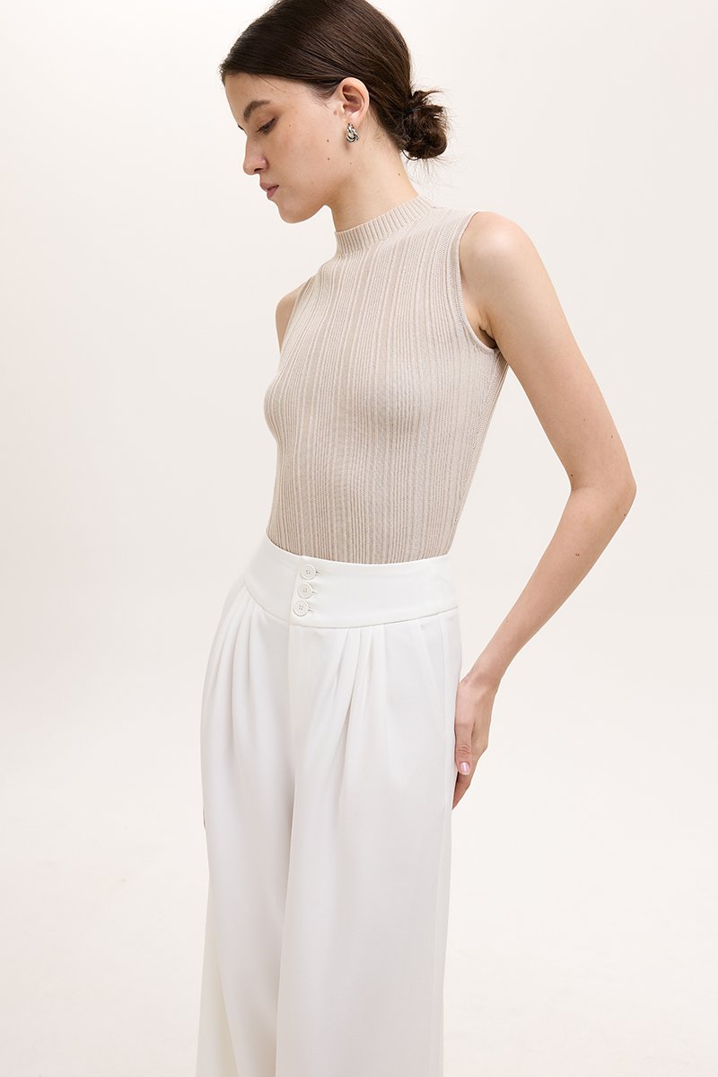 ADDIE PLEATED TAILORED TWILL PANTS
