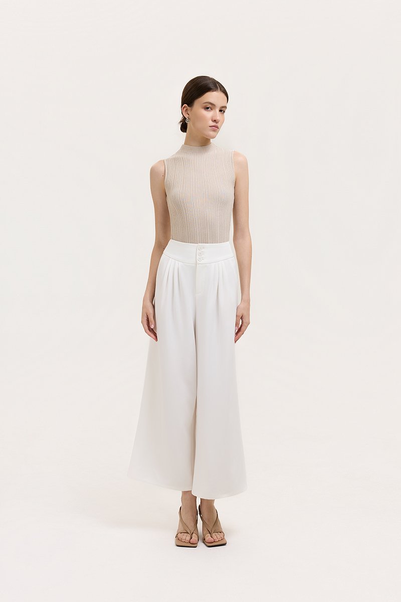 ADDIE PLEATED TAILORED TWILL PANTS