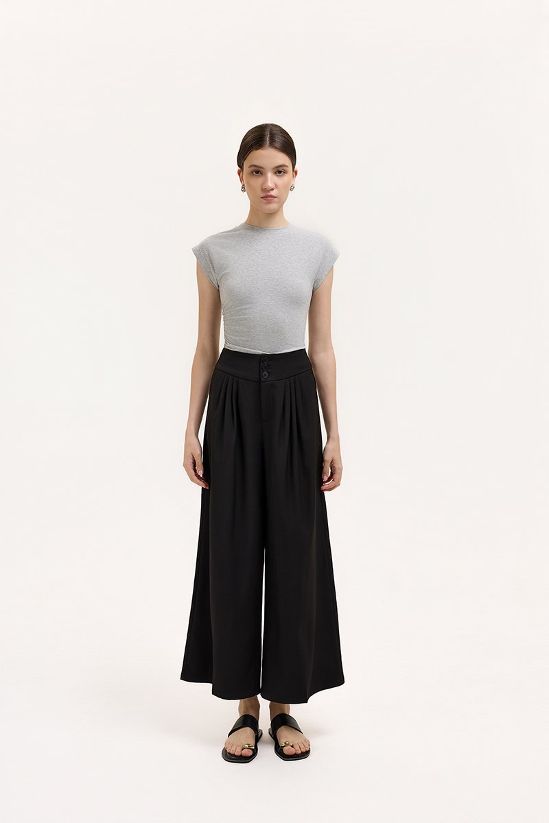 ADDIE PLEATED TAILORED TWILL PANTS