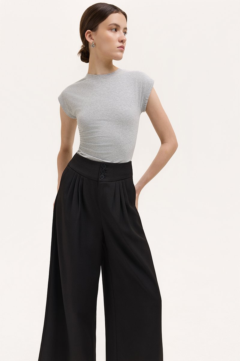 ADDIE PLEATED TAILORED TWILL PANTS