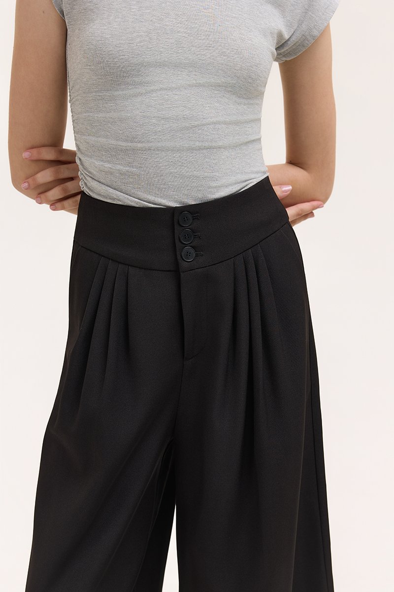 ADDIE PLEATED TAILORED TWILL PANTS