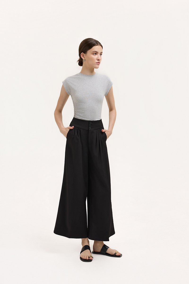 ADDIE PLEATED TAILORED TWILL PANTS