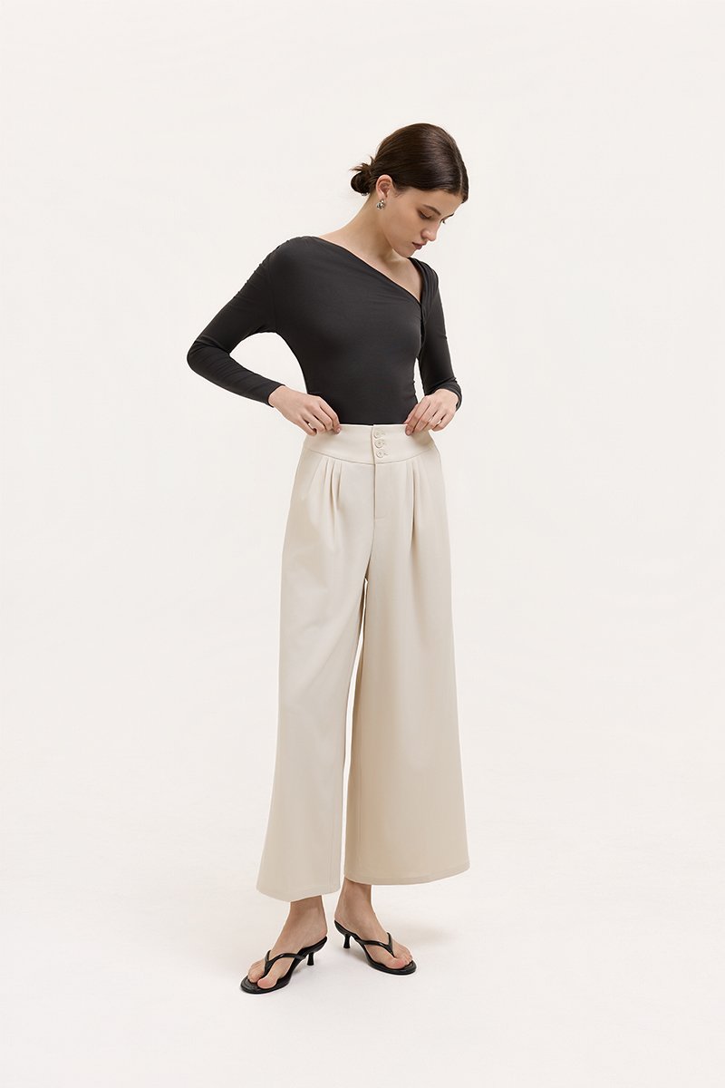 ADDIE PLEATED TAILORED TWILL PANTS
