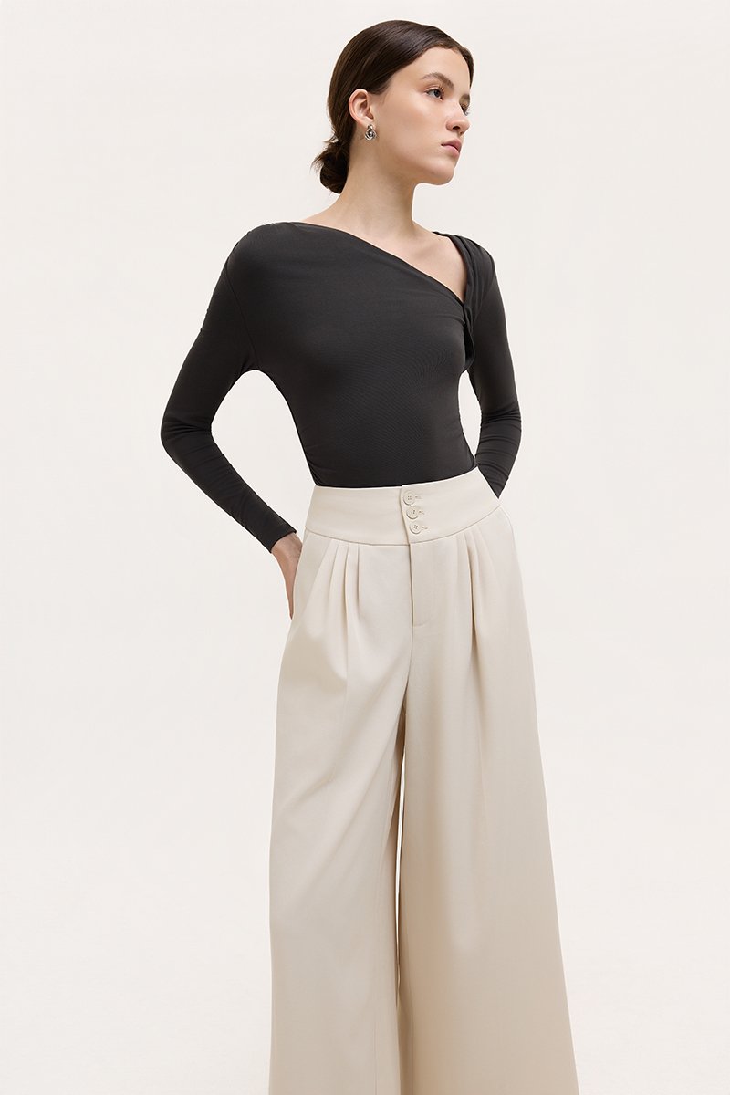 ADDIE PLEATED TAILORED TWILL PANTS