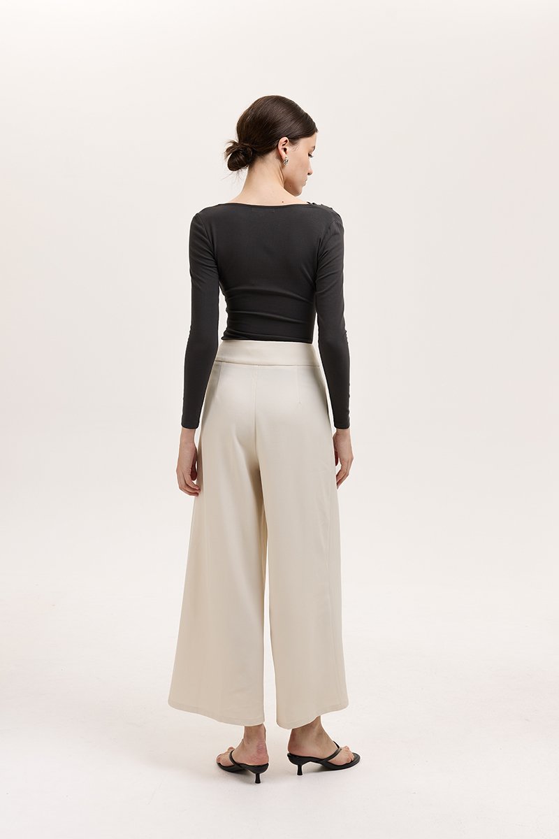 ADDIE PLEATED TAILORED TWILL PANTS