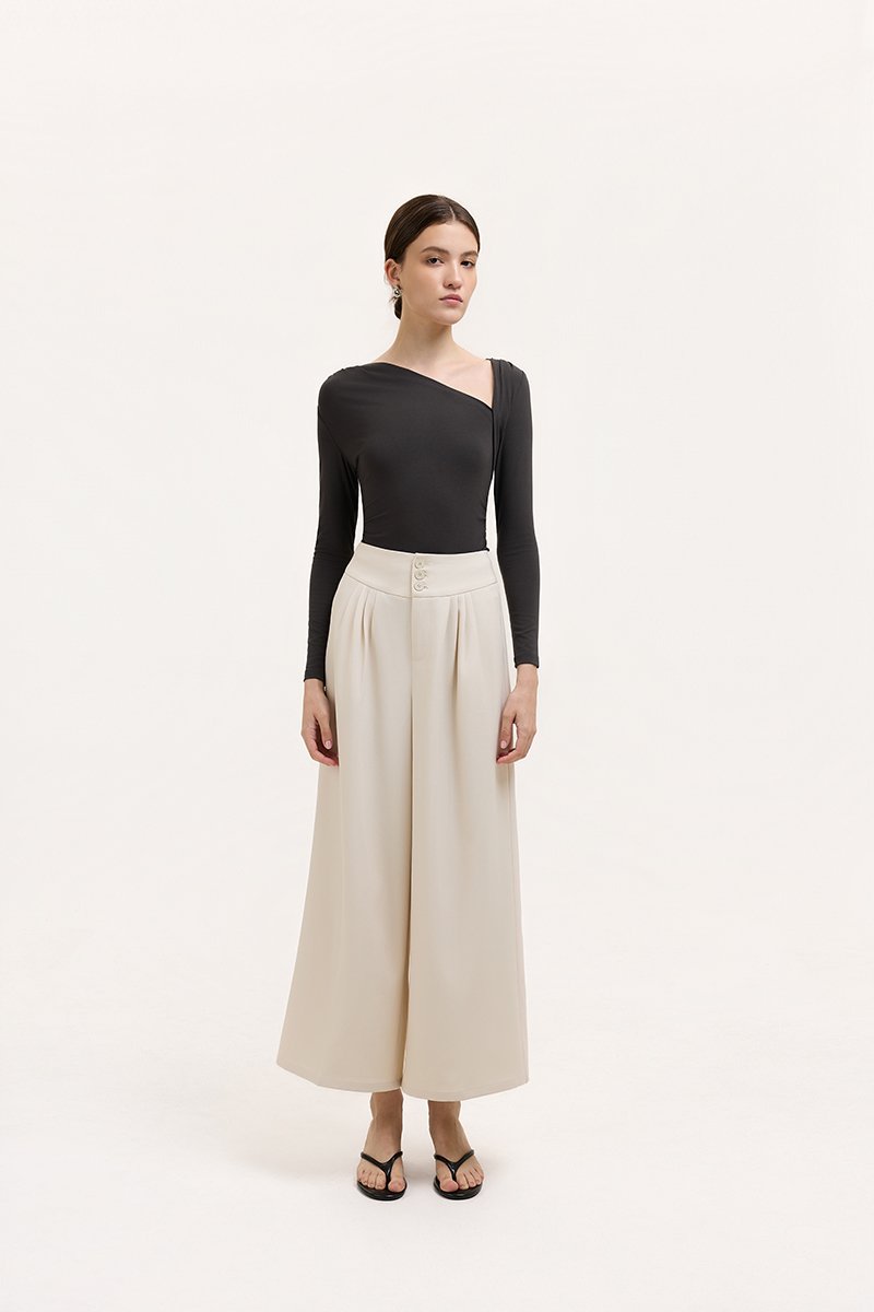 ADDIE PLEATED TAILORED TWILL PANTS