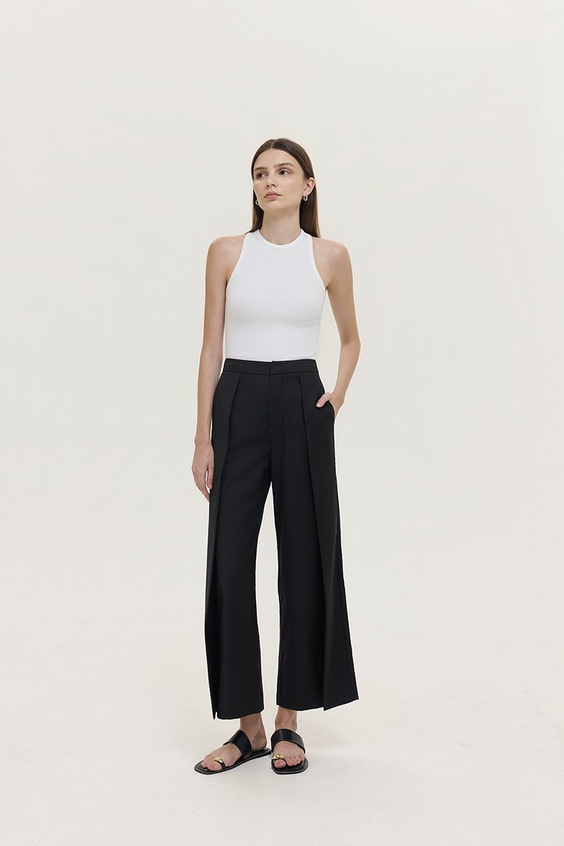 STANLEY PLEATED WIDE LEG PANTS