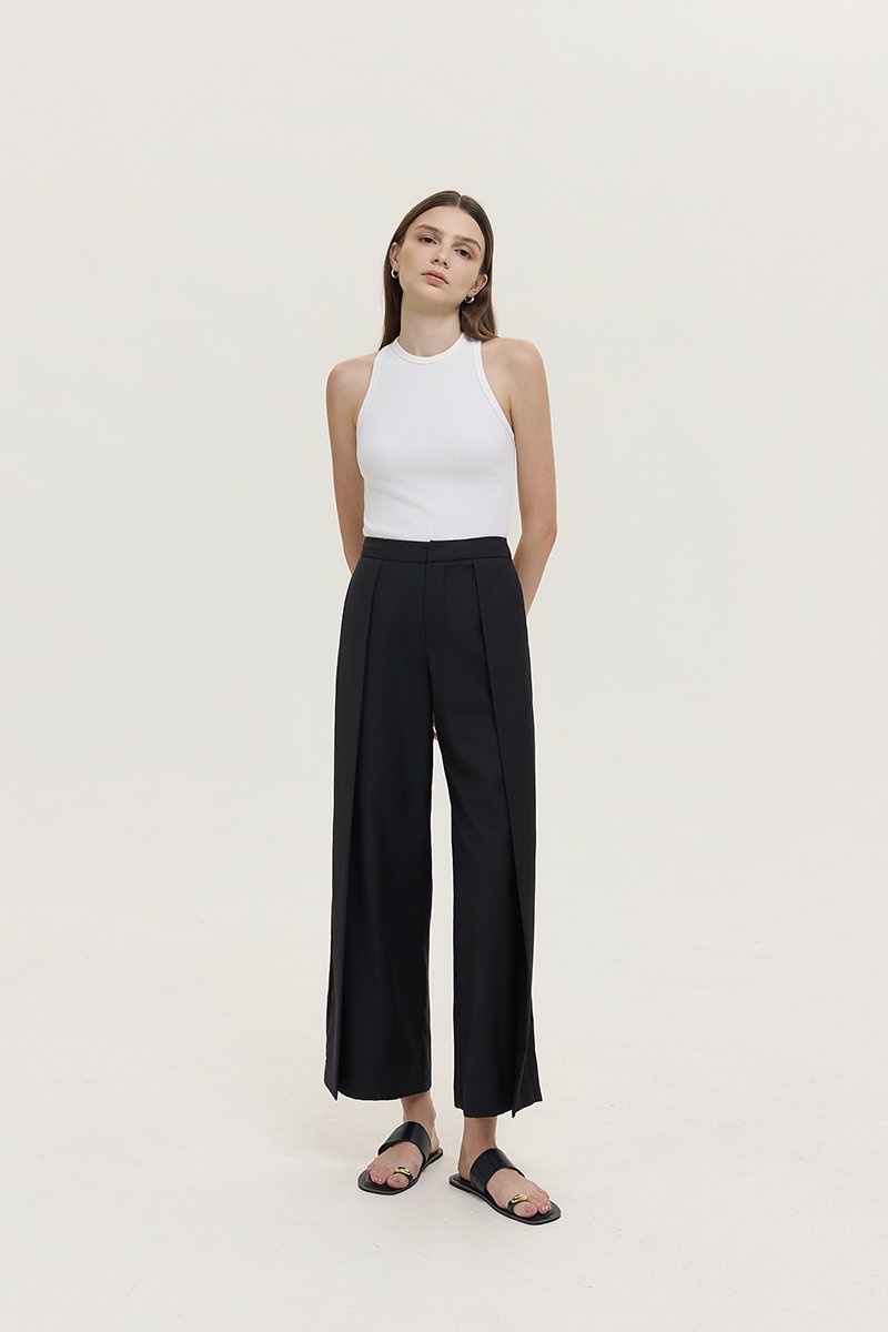 STANLEY PLEATED WIDE LEG PANTS
