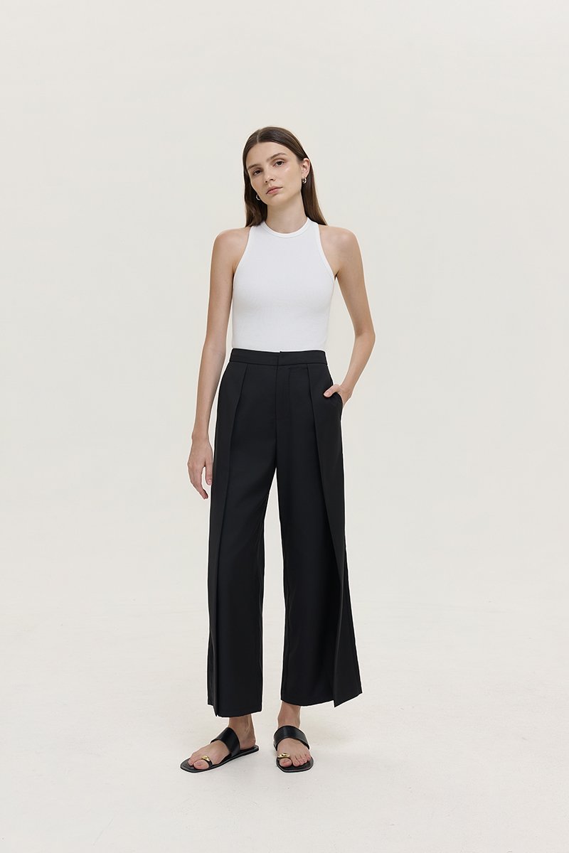 STANLEY PLEATED WIDE LEG PANTS