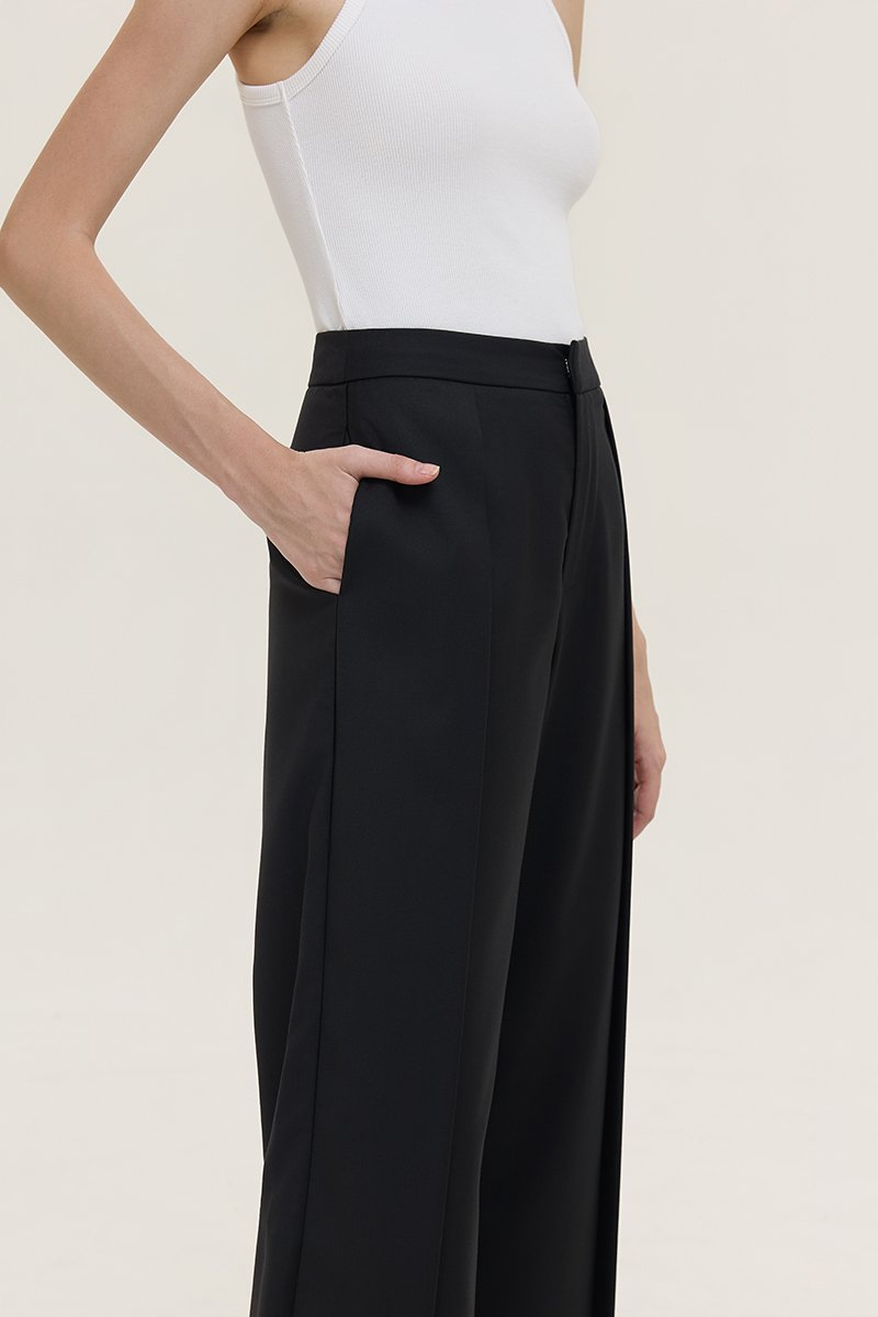 STANLEY PLEATED WIDE LEG PANTS