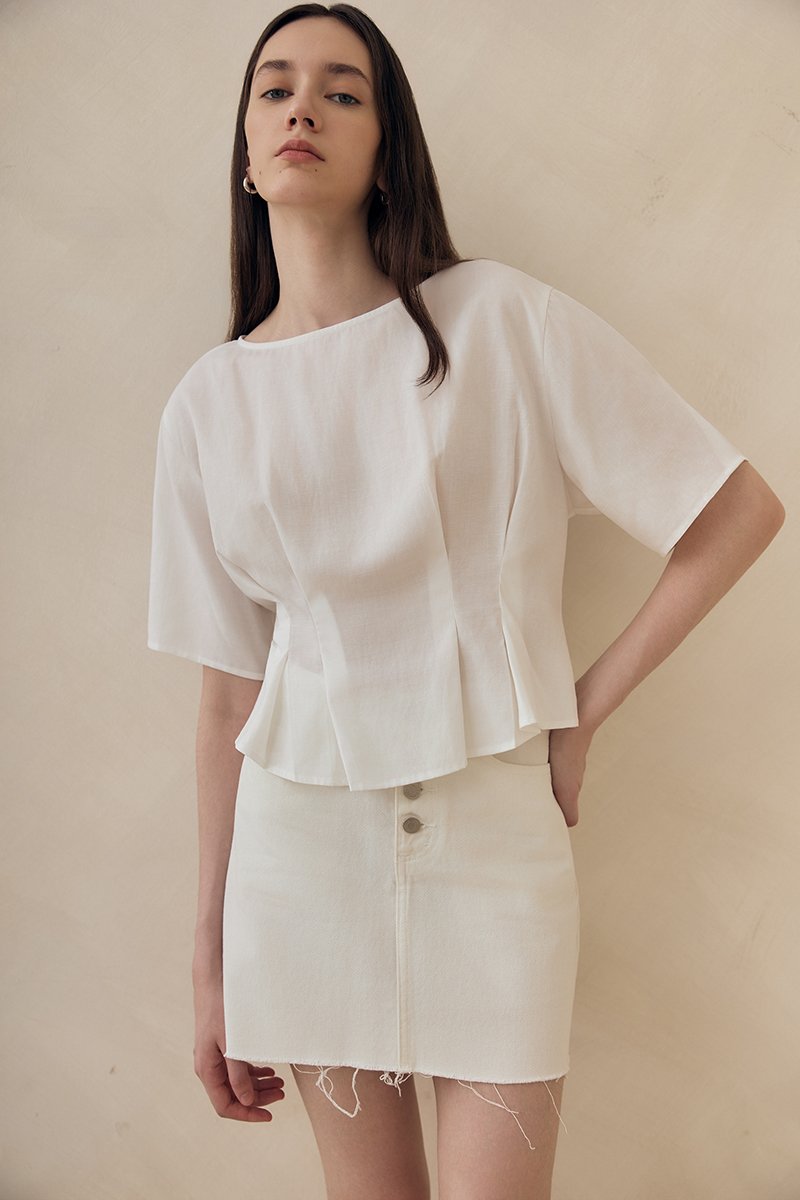 GABBIE PLEATED LINEN TOP