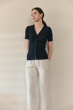 BAYLIN BUTTONDOWN LACE TRIM TEE