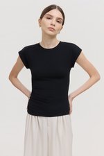 EDDIE CAP SLEEVE RUCHED TEE