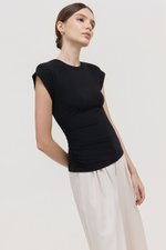 EDDIE CAP SLEEVE RUCHED TEE