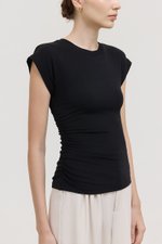 EDDIE CAP SLEEVE RUCHED TEE