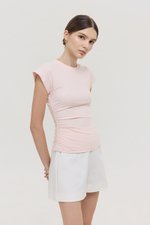 EDDIE CAP SLEEVE RUCHED TEE