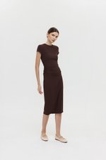 LAINA RUCHED WAIST MIDI DRESS