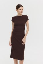 LAINA RUCHED WAIST MIDI DRESS