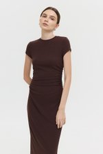LAINA RUCHED WAIST MIDI DRESS