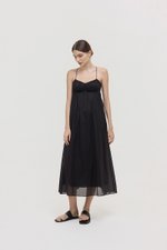 TAYLA RUCHED TIE BACK LINEN DRESS