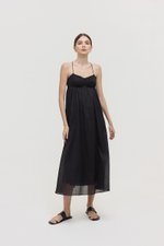 TAYLA RUCHED TIE BACK LINEN DRESS