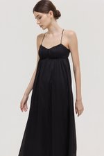 TAYLA RUCHED TIE BACK LINEN DRESS