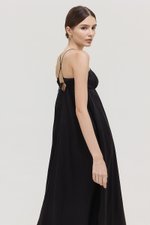 TAYLA RUCHED TIE BACK LINEN DRESS