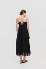 TAYLA RUCHED TIE BACK LINEN DRESS