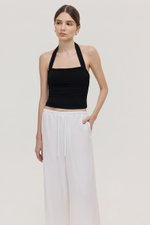 DIONNE DRAWSTRING WIDE LEG LINEN PANTS