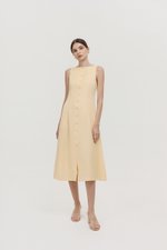 CLAUDINE BUTTON DOWN LINEN MIDI DRESS