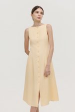 CLAUDINE BUTTON DOWN LINEN MIDI DRESS
