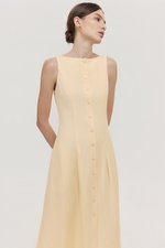 CLAUDINE BUTTON DOWN LINEN MIDI DRESS
