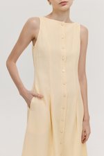 CLAUDINE BUTTON DOWN LINEN MIDI DRESS