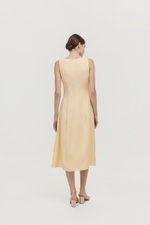 CLAUDINE BUTTON DOWN LINEN MIDI DRESS