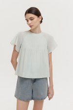 ESRA PIN TUCK FLUTTER SLEEVES TOP