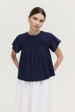 ESRA PIN TUCK FLUTTER SLEEVES TOP