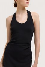 MARIANNA HALTER NECK RUCHED MIDI DRESS