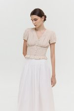 HEIDY BUTTONDOWN SMOCKED GINGHAM TOP