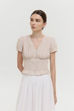 HEIDY BUTTONDOWN SMOCKED GINGHAM TOP