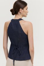 CAMILA WRAP LINEN DENIM TOP