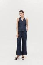CAMILA WRAP LINEN DENIM TOP