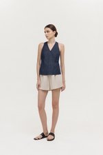 CAMILA WRAP LINEN DENIM TOP