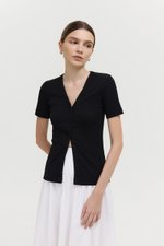 BAYLIN BUTTONDOWN LACE TRIM TEE