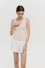 CARMEL BUTTONDOWN SCOOP NECK TANK