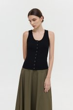 CARMEL BUTTONDOWN SCOOP NECK TANK