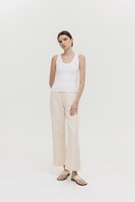 CARMEL BUTTONDOWN SCOOP NECK TANK