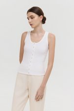 CARMEL BUTTONDOWN SCOOP NECK TANK