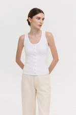 CARMEL BUTTONDOWN SCOOP NECK TANK