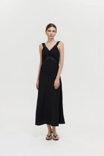 PAULINA LACE TRIM MAXI LINEN DRESS